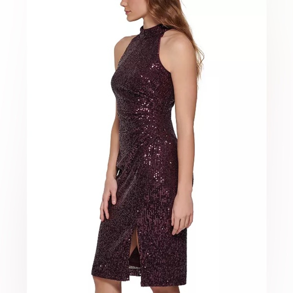 Eliza J Burgundy Sequin Dress - Picture 6 of 7